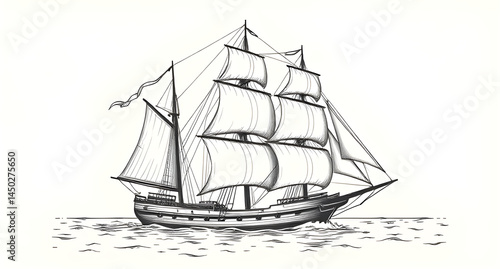 Wallpaper Mural Vintage sailing ship. Seafaring, sailer concept. Sketch Torontodigital.ca