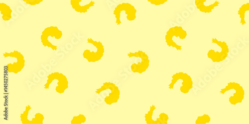 Tempura Shrimp Pattern background. Fried Shrimp Seamless pattern Background. Seafood Pattern Design. Crunchy Tempura Pattern.