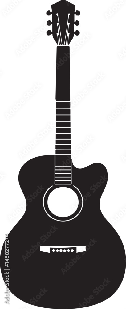Obraz premium Acoustic guitar isolated on white guitar icon Vector illustration 