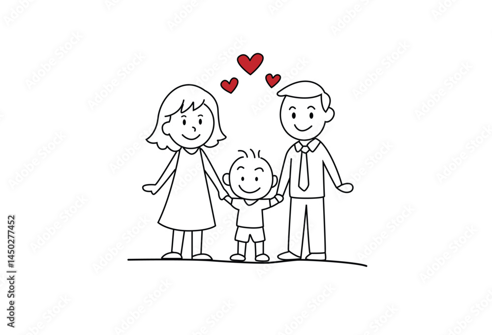 Minimal Line Art of Family Holding Hands with Heart Symbols
Minimal Line Art of Family Holding Hands with Heart Symbols