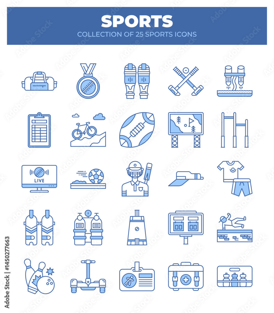 Collection of 25 Sports Icons. A Visual Guide to Various Games and Activities