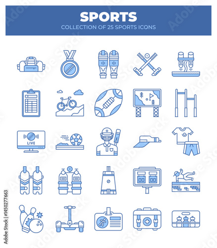 Collection of 25 Sports Icons. A Visual Guide to Various Games and Activities