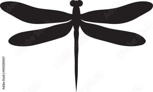 Cartoon dragonfly on white background, Cute dragonfly icon silhouette

