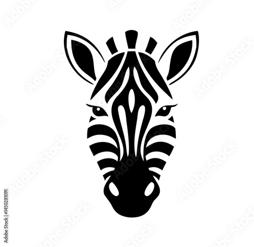 Stylized zebra head highlighting distinctive stripes and expression
