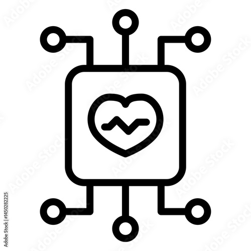 AIDriven Health Diagnosis Vector Line Icon Design