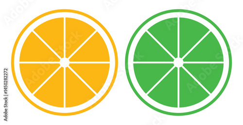 Citrus slices icon set. Citrus, lemon, lime, orange, tangerine slice icon. Lemon Slices Seamless
