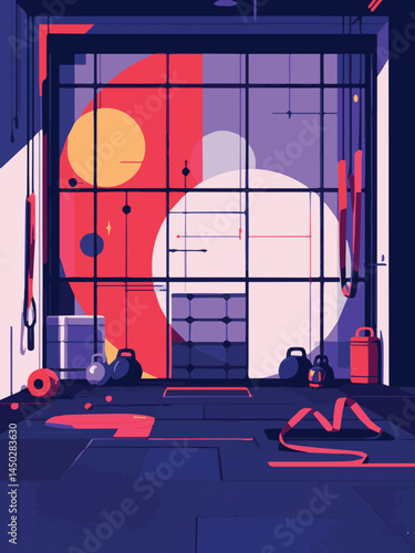 vector illustration of a gymnasium or gym with equipment for exercise