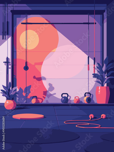 vector illustration of a gymnasium or gym with equipment for exercise