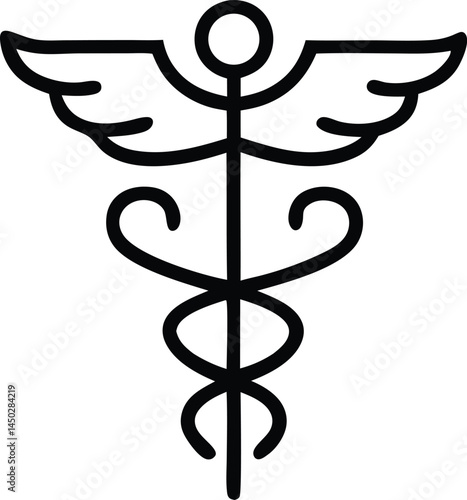 caduceus outline icon on transparent background. vector illustration