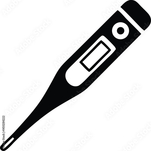 thermometer silhouette icon on transparent background. vector illustration