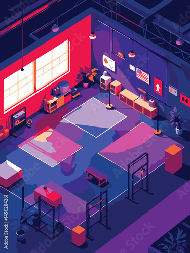 vector illustration of a gymnasium or gym with equipment for exercise