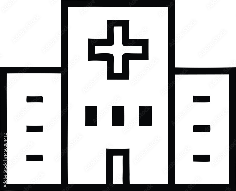 hospital building outline icon on transparent background. vector illustration hospital building outline icon on transparent background. vector illustration