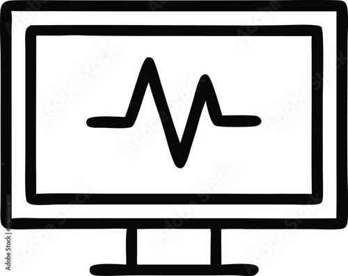 medical monitor heart rate display outline icon on transparent background. vector illustration