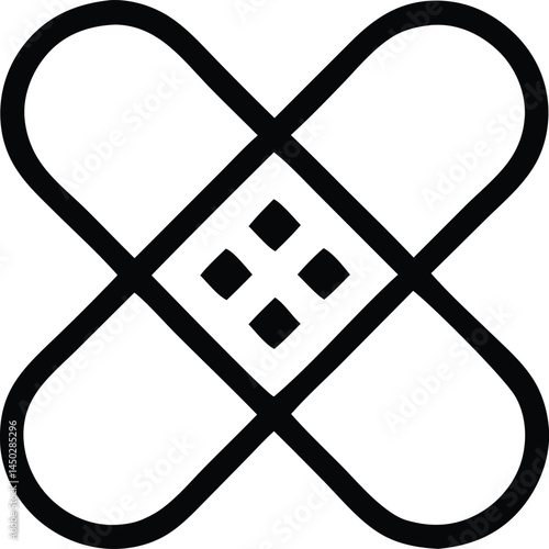 medical adhesive cross bandage outline icon on transparent background. vector illustration