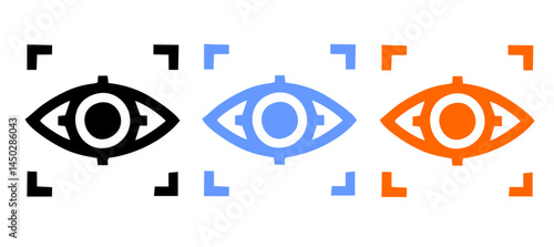 Biometric Identification by Finger Print, Eye Recognize, Touch ID Line Icon Set. Scan QR Code, Barcode Technology Pictogram. Security Protection Symbol. Editable Stroke