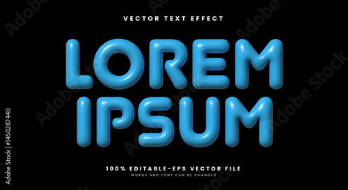 Lorem Ipsum 3D Inflated editable text effect Template suitable for cute style
