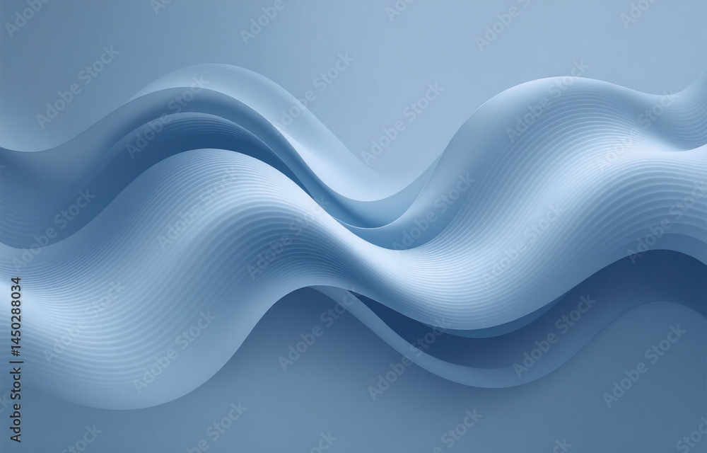 Fototapeta premium Abstract image of flowing, light blue waves. The subtle texture creates a sense of depth and movement. Smooth, elegant curves dominate the composition.