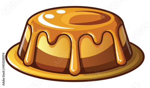 Delicious caramel flan dessert illustration
