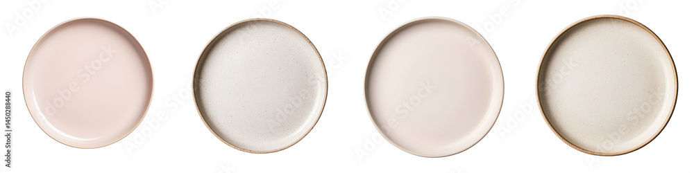 Stack of minimalist ceramic plates in neutral tones Stack of minimalist ceramic plates in neutral tones