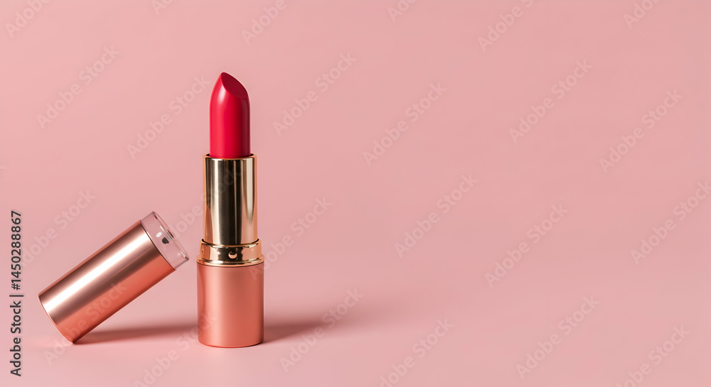Vibrant Red Lipstick on Soft Pink Background for Beauty Photography Vibrant Red Lipstick on Soft Pink Background for Beauty Photography