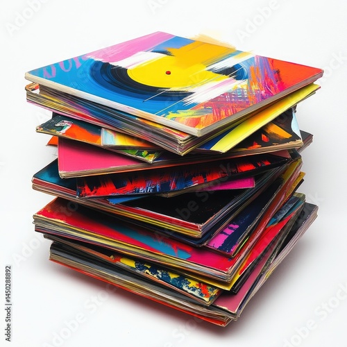 Colorful stack of vinyl records