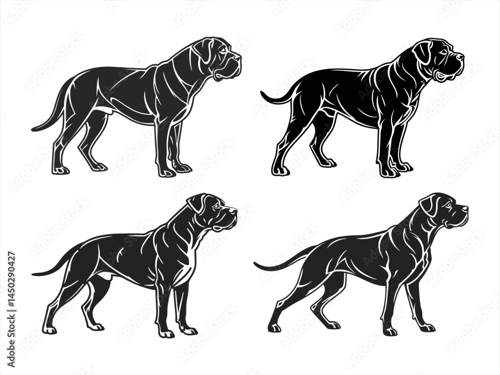 Fototapeta premium mastiff sihouette black vector bundle