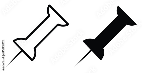 Push pin icon Flat outline set collection. push pin icon, simple flat style, illustration, logo sign symbol pictogram template
