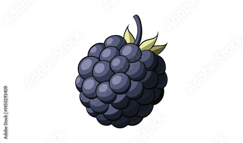 Single cartoon blackberry illustration on white background