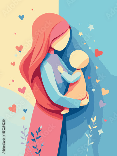 mother with child love vector illustration