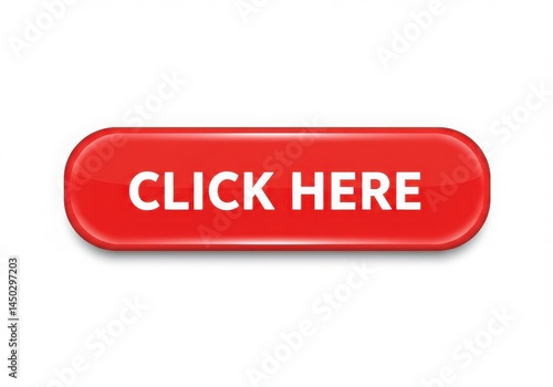 A shiny red button with the words click here in white letters