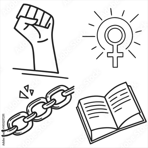 Feminist Icon Collection: Symbols of Empowerment, Equality, and Women's Rights