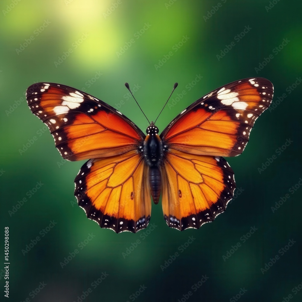 Fototapeta premium Panoramic view of a butterfly's wings against a blurred background, depth of field, blurred
