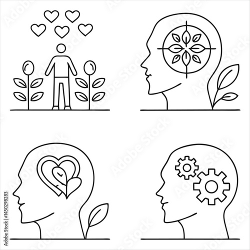 Mental Health & Wellness Icons: Visual Symbols of Healing, Growth, and Self-Care