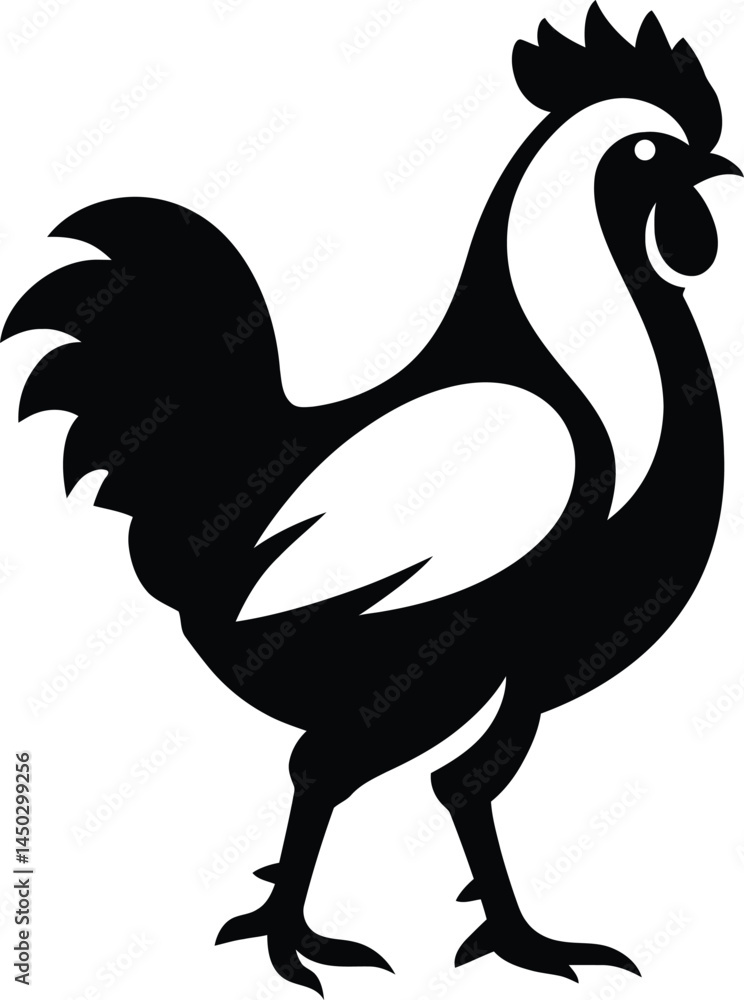 Fototapeta premium Silhouette of a Rooster, Classic Rooster Silhouette Design