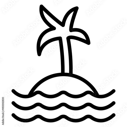 Island Ecosystem Vector Line Icon Design