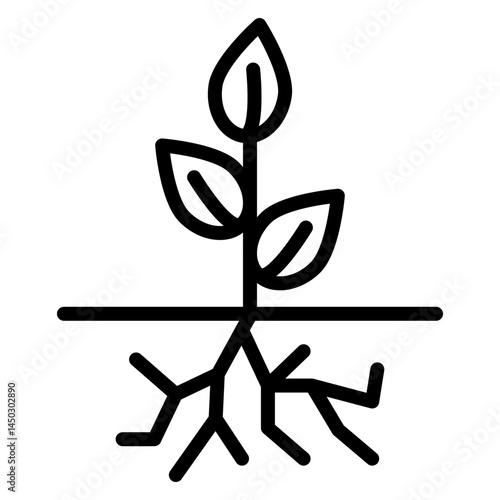 Roots in Soil Vector Line Icon Design