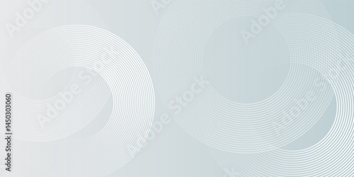 Modern abstract background. Shiny white gradient circle lines. Minimal geometric pattern. Simple graphic element. Futuristic concept. Suit for cover, poster, banner, brochure, flyer, header, website