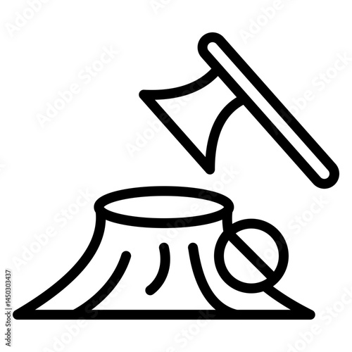 Illegal Logging Vector Line Icon Design
