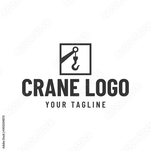 Crane hook logo. heavy equipment or construction logo isolated on white background.