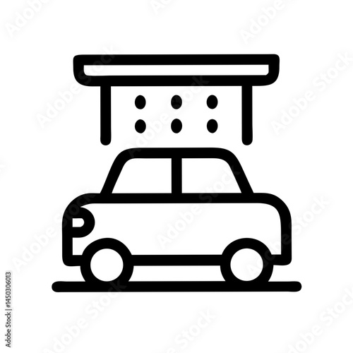Car wash illustration showing a car being cleaned  