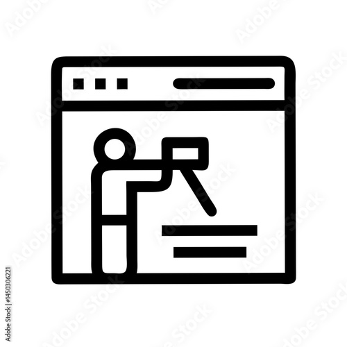 Website Builder Icon - Person creating a website in a digital workspace  