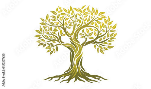 Golden olive tree illustration nature graphic design