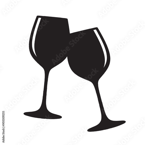 Wine Glass and Crystal Glass Vector Collection – Silhouette Set on White Background