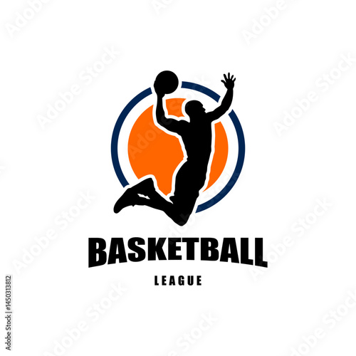 basketball league logo vector design silhouette