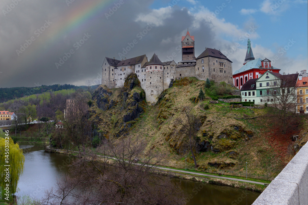 Fototapeta premium View at the 12th-century Gothic castle in Loket, Czech Republic