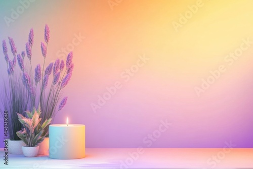 Pastel gradient background with peach and lavender hues, relaxing and minimal