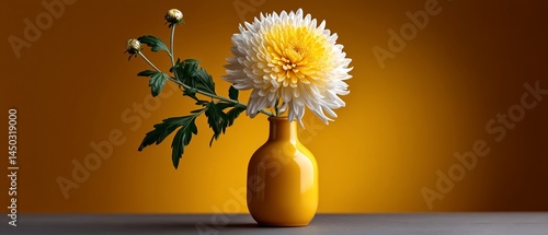 Cheerful bloom in golden vase