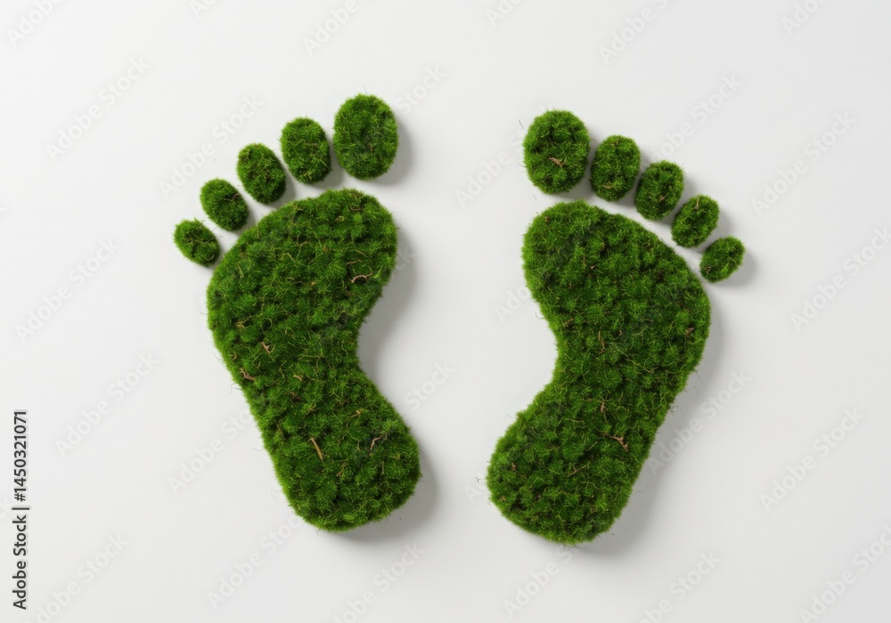 Green Moss Footprints Symbolizing Eco Friendly Footprint Green Moss Footprints Symbolizing Eco Friendly Footprint
