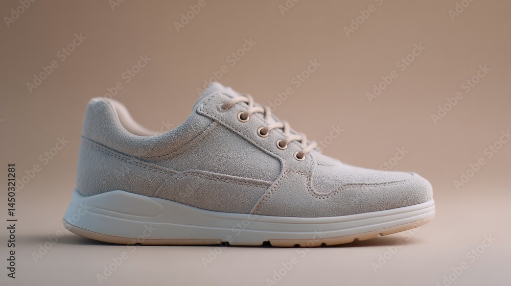 minimalistic photo of single stylish shoe centered on plain neutral background with ample copy space minimalistic photo of single stylish shoe centered on plain neutral background with ample copy space