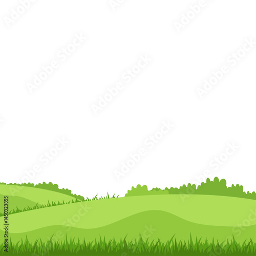 Land With Grass Flat Illustration